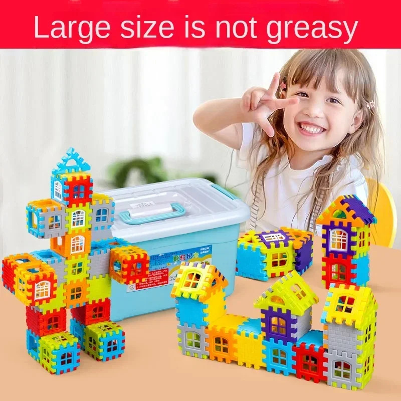 Children's Early Education Educational Toy House Building Blocks Baby Handmade Diy Bungalows Castle with Windows Removable