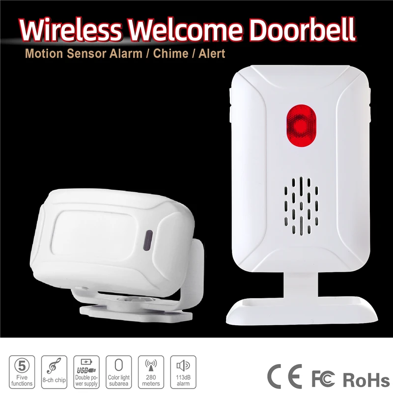 36 Ringtones Shop Store Home Security Chime Wireless Infrared IR Motion Sensor Door Bell