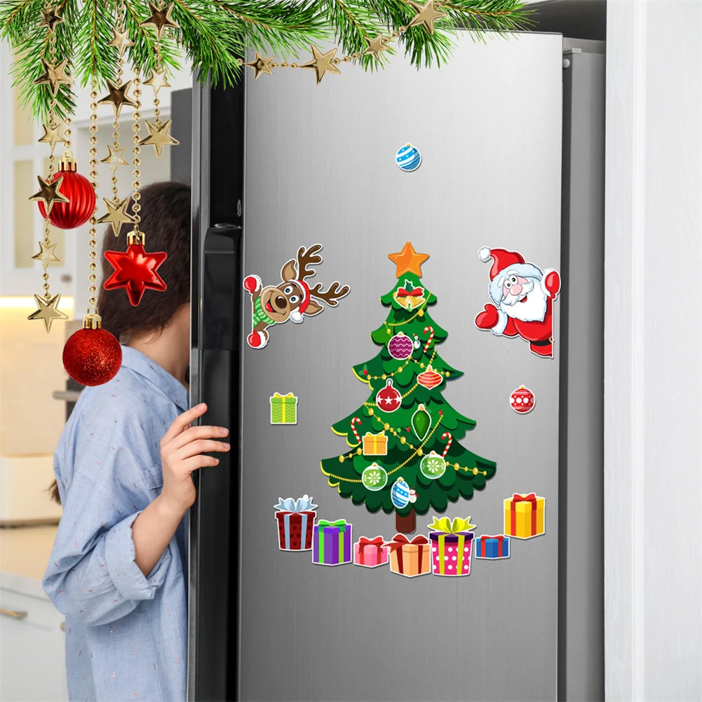 Christmas Refrigerator Magnets Stickers for Fridge Metal Door Garage