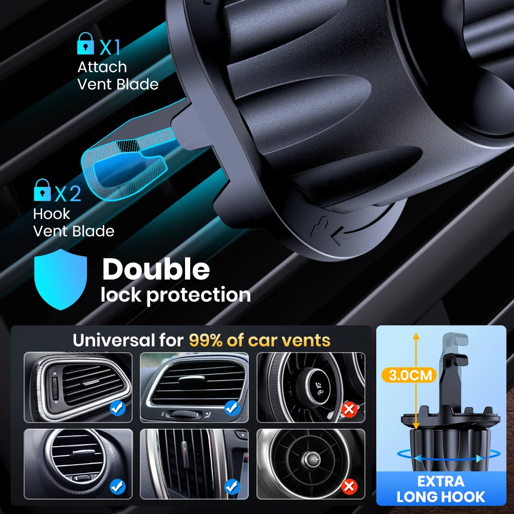 Phone Car Holder Magnetic Air Vent Upgrade Hook Clip with Strongest Magnet for Phones