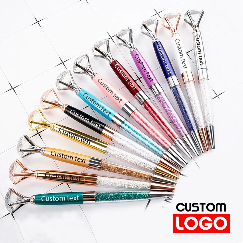 New Creative Big Diamond Pen Ballpoint Pen Business Advertising Pen Gift Pen Wholesale Crystal Pen Custom Logo Lettering Name