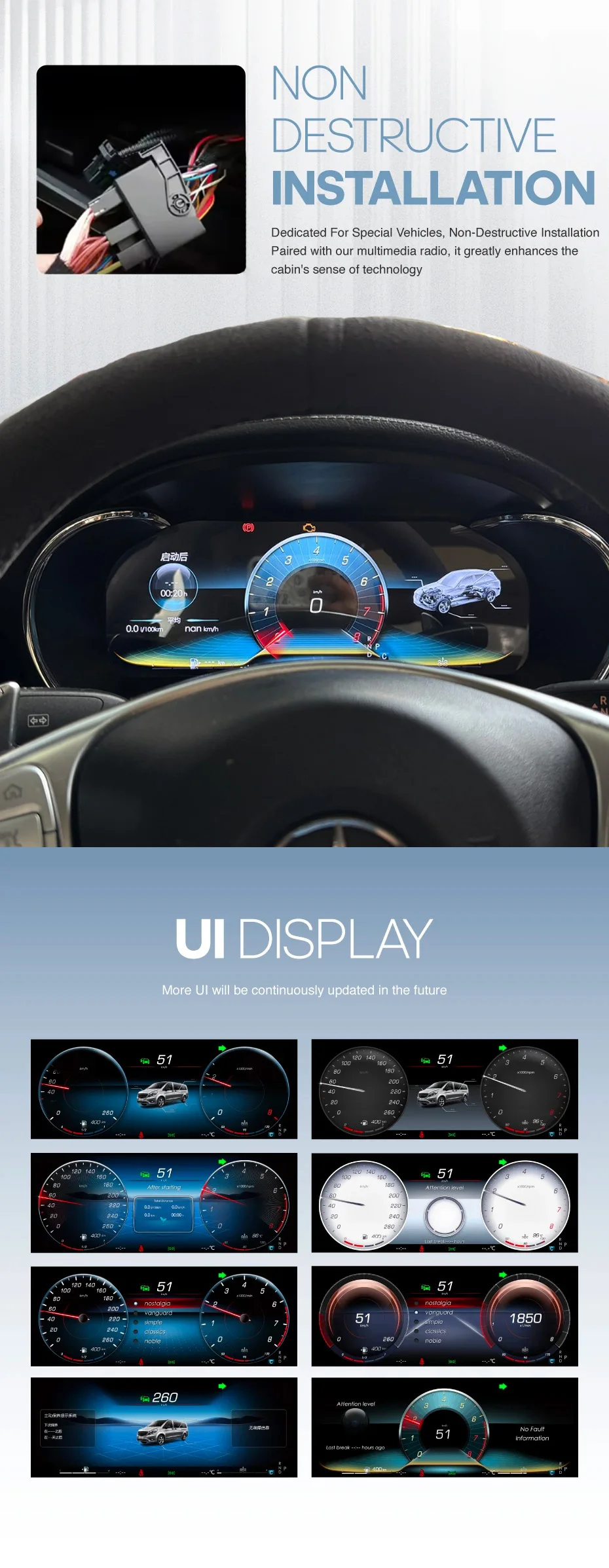 For Mercedes-Benz C-Class 2015-2019/GLC 2016-2020 Digital Instrument Cluster Spe