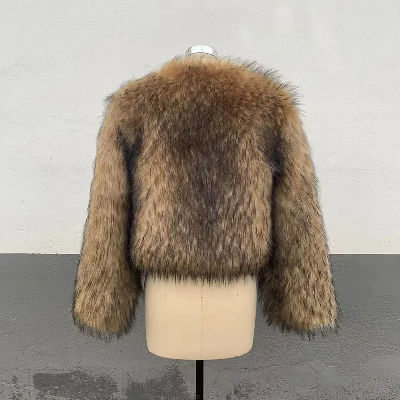 Fur Autumn and Winter New Fashion Coat Women's Leisure Long Sleeve Raccoon Fur Coat