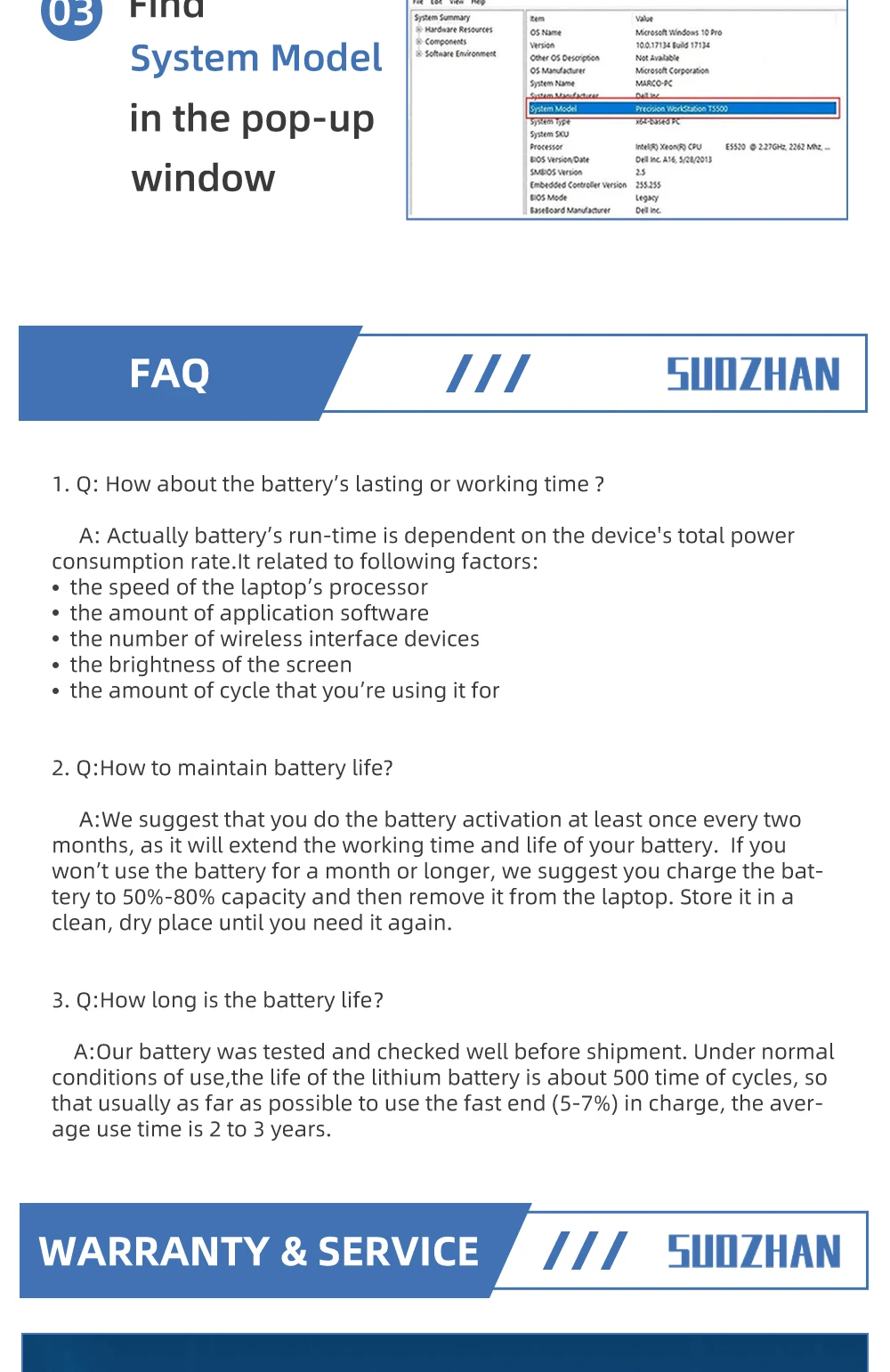 SUOZHAN 9JM71 Laptop Battery For Dell Latitude 14 7320 7420 7520 13 5320 Series Replace Parts HDGJ8 MHR4G 7FMXV TN2GY 4M1JN