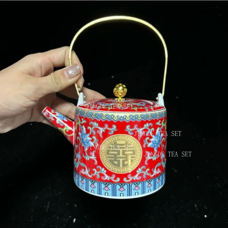 Chinese Wedding Tea Set Enamel Color Ceramic Gaiwan Handmade Beauty Teacup Custom Teaware Gift Exquisite Portable Tea Bowl