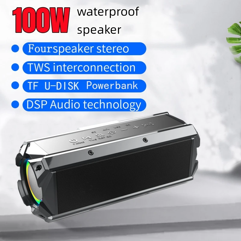 

100W High Power Subwoofer Bluetooth Speaker Portable Outdoor Wireless Speaker Home Theater TWS Stereo Sound Bar with Power Bank