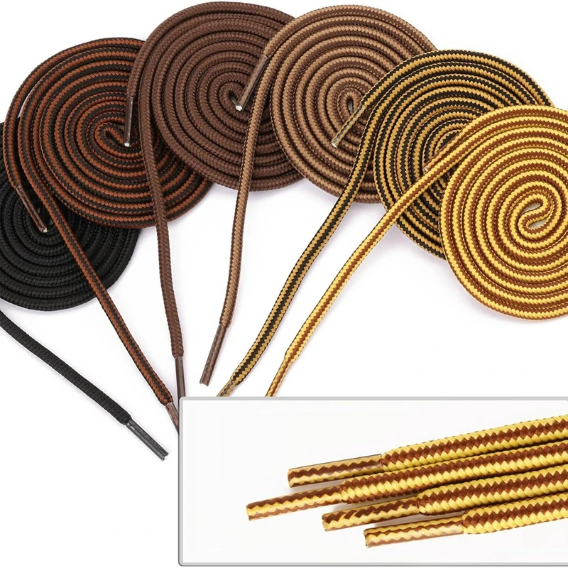 Durable Heavy-Duty Round Boot Laces - 2 Pairs for Hiking, Work, and Outdoor Sports
