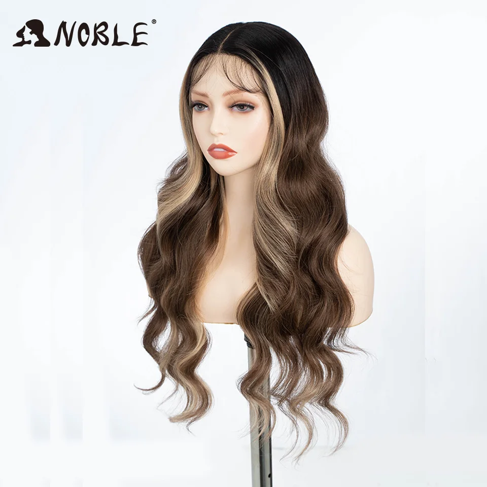 Noble Synthetic Lace Front Wig  28 Inch Highlight Honey Brown Body Wave Wig Cosplay Wigs For Women Lace Wig Lace Wig Synthetic
