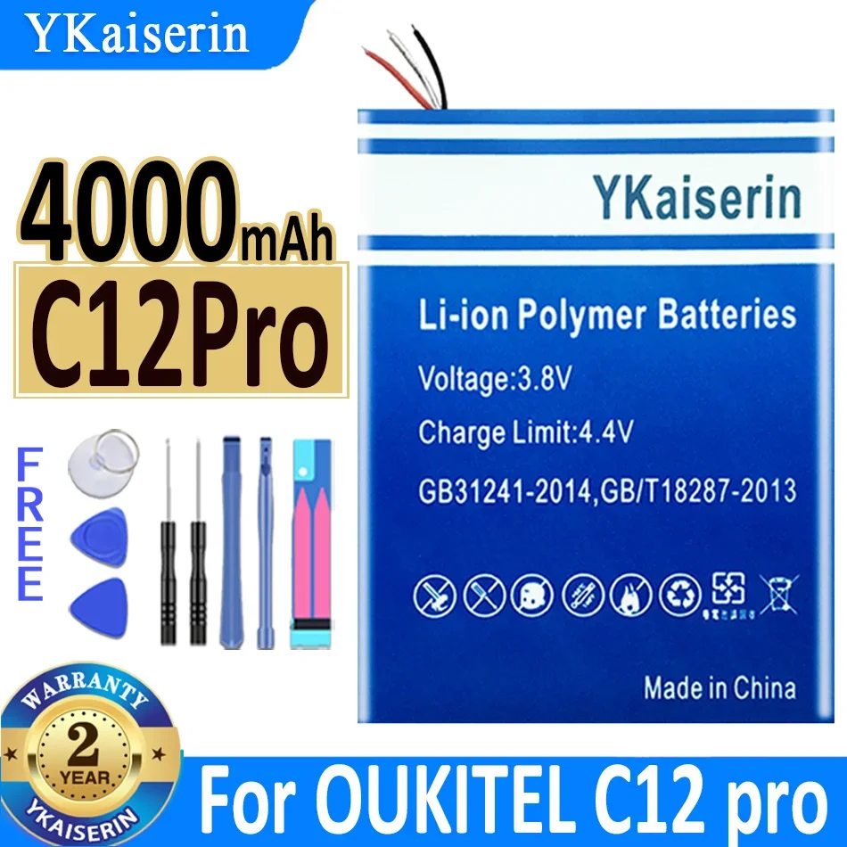 

Аккумулятор ykaisсеребрин C12 Pro 4000 мАч для смартфона Oukitel C12Pro C 12 Pro Аккумулятор + Бесплатные инструменты