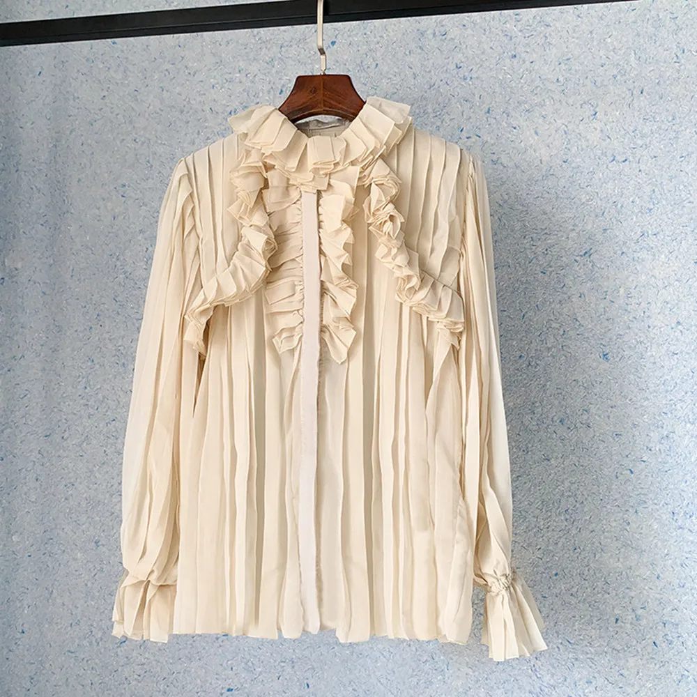 

Spring Summer France Style Women's High Quality Ruffles Sweet Shirts C902