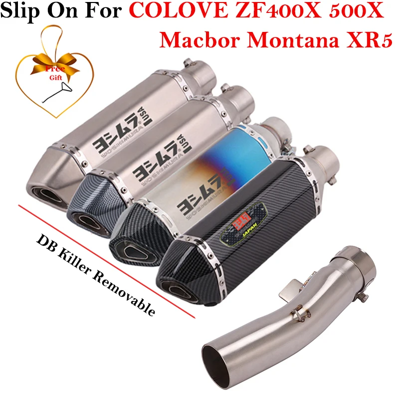 

For Colove ZF400X ZF500X ZF400GY ZF500GY Macbor Montana XR5 Motorcycle Exhaust System Escape Modified Muffler With DB Killer