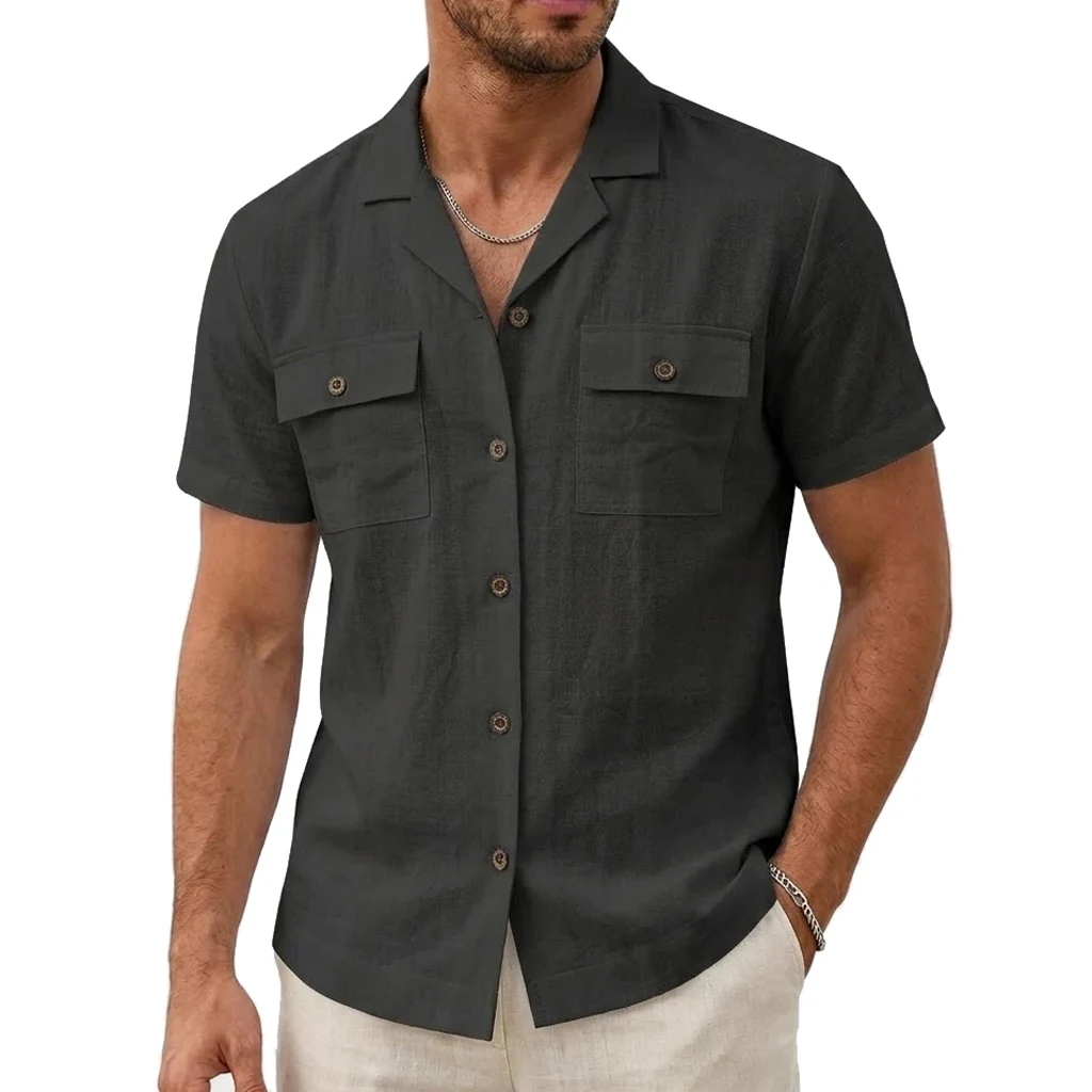 Short Sleeve Cotton Button Down Shirt - Premium Retro Hawaiian Resort-Ready Tee 3