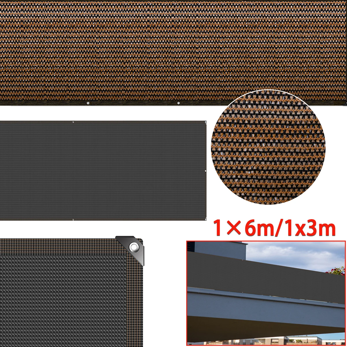 2/1PCS 1×6m/1x3m Balcony Privacy Fence Netting Sun Shade Nets Garden Courtyard Fence Screen Mesh Fencing Cover