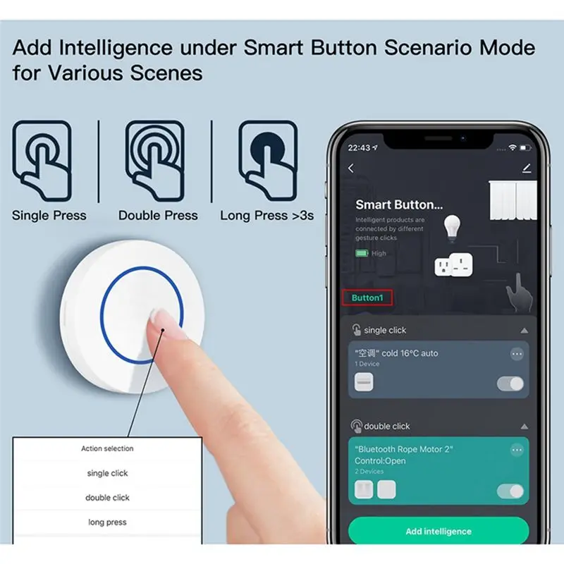 AB97-그래피티 장면 스위치 Zigbee 무선 스위치 ABS+PC 약 45X45x14mm Tuya Zigbee 다기능 휴대용 편리한 장면 스위치