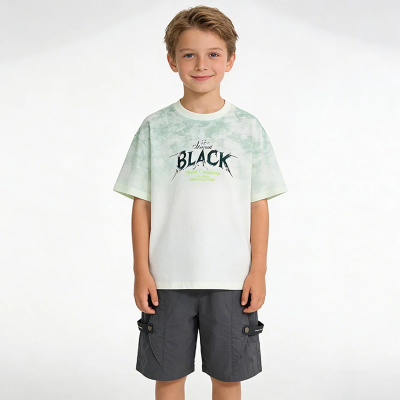Teen Boys 2 Piece Summer Outfit Tie Dye Crewneck T-Shirt and Casual Cargo Shorts Set Big Kids Fashion Daily Street Outings Wear 6