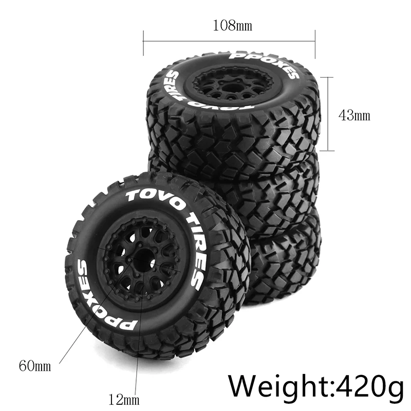 R C Cars Spare Parts RC Car 1/10 110mm Short Course Truck Tire Wheel Tyre 12mm Hex For Traxxas Slash Arrma Senton HuanQi 727 Vkar 10sc HPI HSP