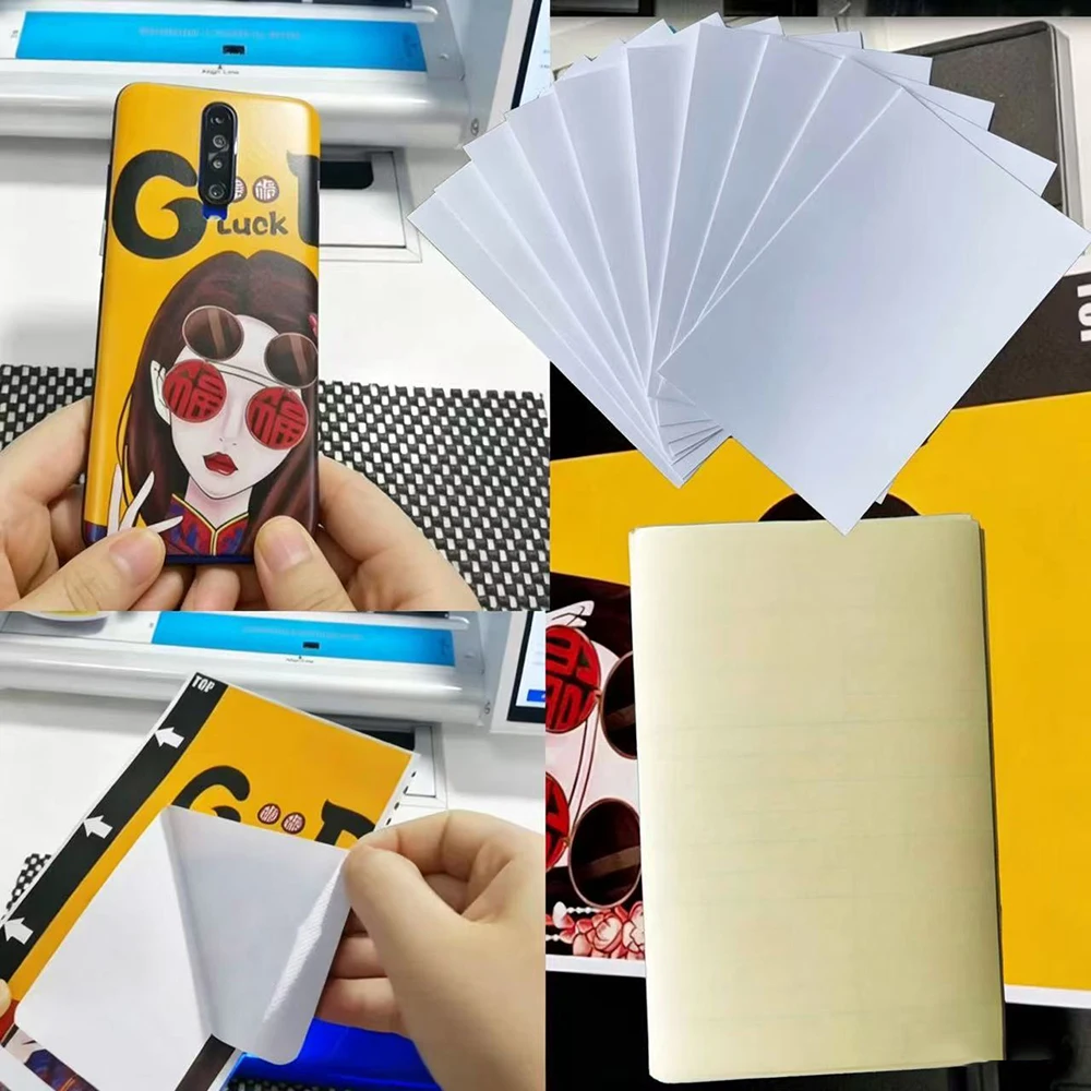 FONLYU 50pcs DIY 인쇄용 블랭크 필름 용지 세트, 휴대폰 뒷면 스티커 커팅 머신 사진 맞춤형 스킨 사진 인쇄용