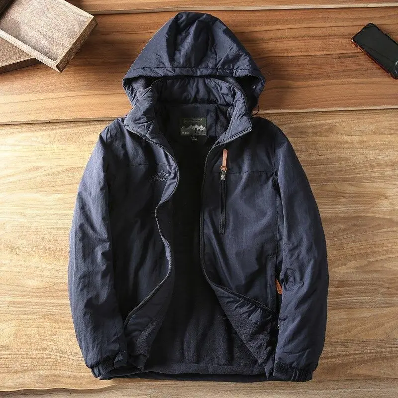 Men's Winter Jackets Hooded Men's Coat Cashmere Men's Jacket Thickened Warm. Parkas Loose Pure Cotton Men's Clothing Charge Top