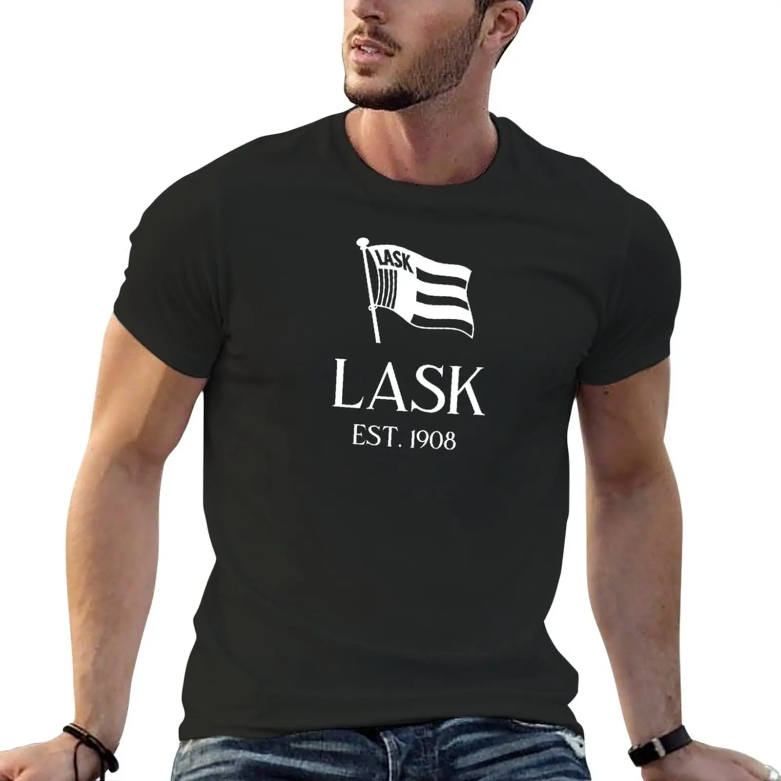 

Футболка LASK мужская оверсайз, летняя одежда с графическим принтом