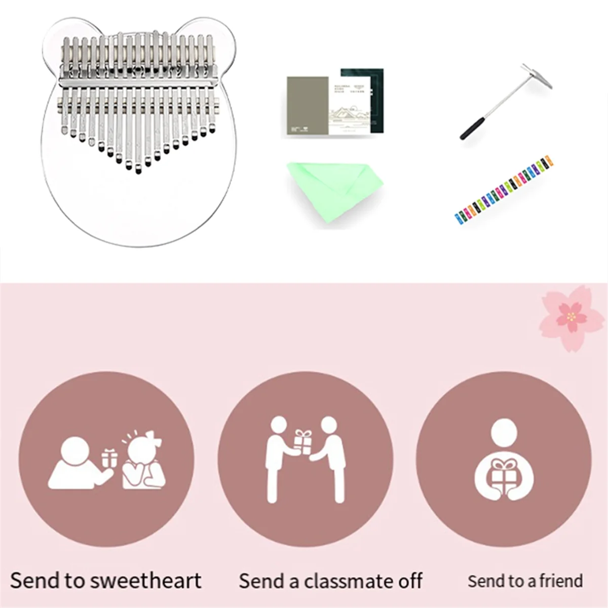 A51Q-Kalimba 17 Keys Thumb Piano, Clear Transparent Acrylic Finger Piano Instrument
