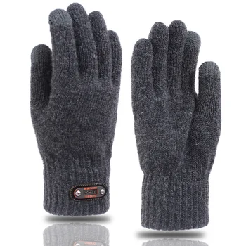 Winter Men's Knitted Touchscreen-Friendly Cycling Gloves for Cold Weather Warmth with Separate Fingers