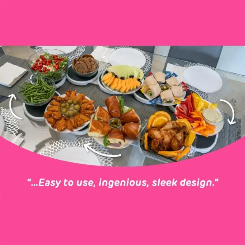 J6BB 360 Degree Rotation Tray for Home Dining and Outdoor Picnics Plastic Turntable Serving Rack Portable Carousels