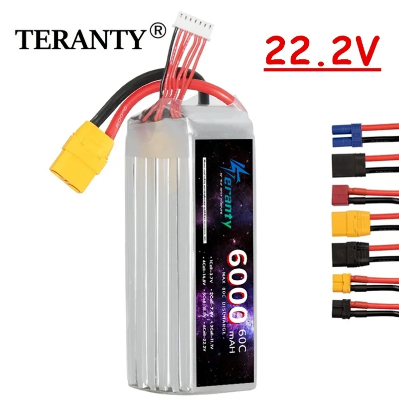 Tattu 6S Lipo Batterie 1300mAh 22.2V 75C Batterie RC Avec Connecteur XT60 Connection,pour Most FPV Racing Quad Copter Drone Airplane