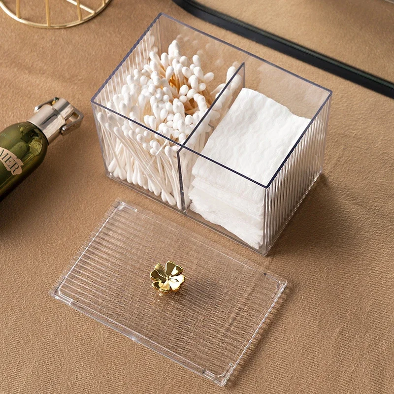 Makeup Tables Organizer Cotton Swab Storage Box Household Portable Transparent Cosmetic Holder Make Up Box Dresser Accessories 3