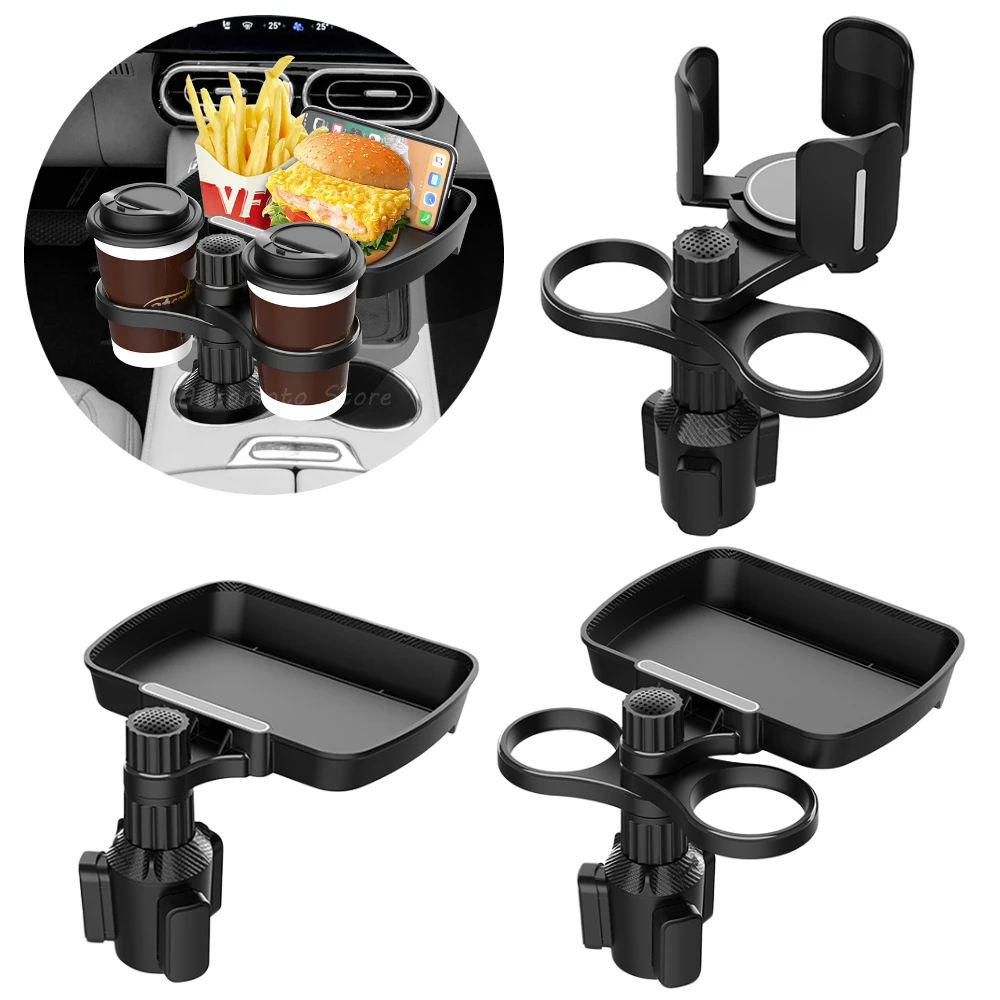 UniversalCarCupHolderTray360RotatingPlasticCarFoodTrayCup