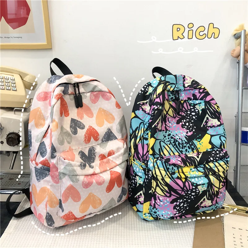 

Korean Fashion Women Backpack Graffiti Lightweight Shoulder Bag Large Capacity Casual Travel School Backpack for College Student