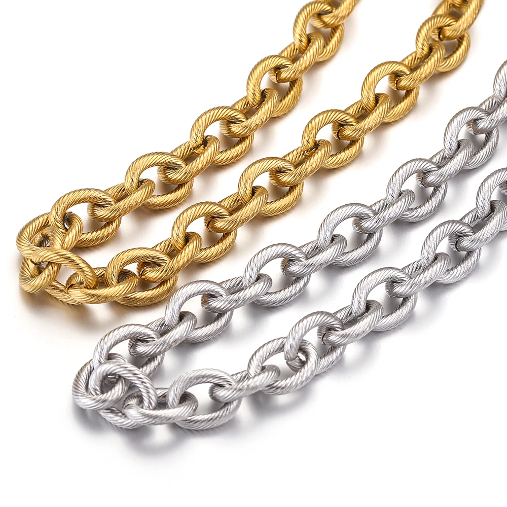 1 미터 12mm 스테인레스 스틸 골드 도금 두꺼운 라운드 대형 롤로 케이블 질감 체인 DIY 쥬얼리 만들기 용품에 대한 대량 목걸이