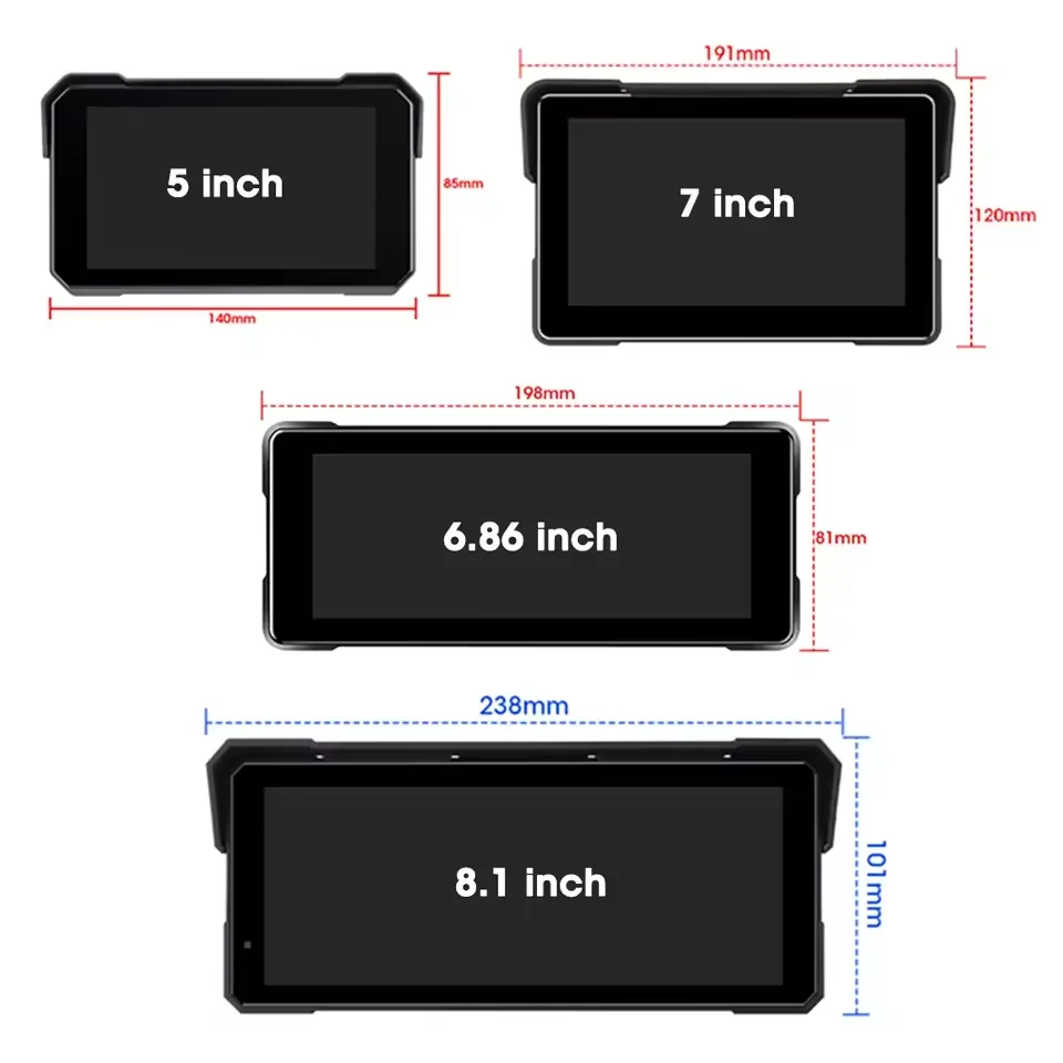 5/6,86/7/8,1 Zoll Motorrad-Multimedia-Player Kabelloses CarPlay Android Auto Navigationssystem Rekorder IPX7 Wasserdicht Touchscreen TPMS – Detail 2