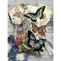 Papillon libellule motif impression 3D T-Shirts femmes manches courtes t-shirt Streetwear Y2k Harajuku T-Shirts hauts vêtements féminins 5