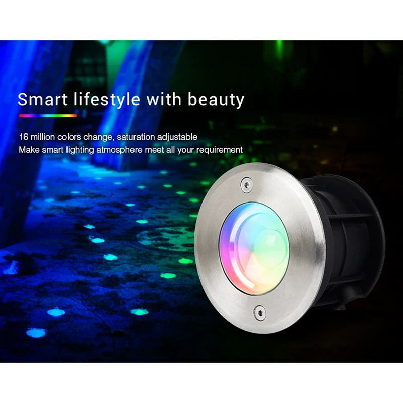 Milight 5W RGB+CCT LED podzemní lehký SYS-RD1 vodotěsný podřídit lampa outdoorové dekorace APP/WIFI hlas ovládání