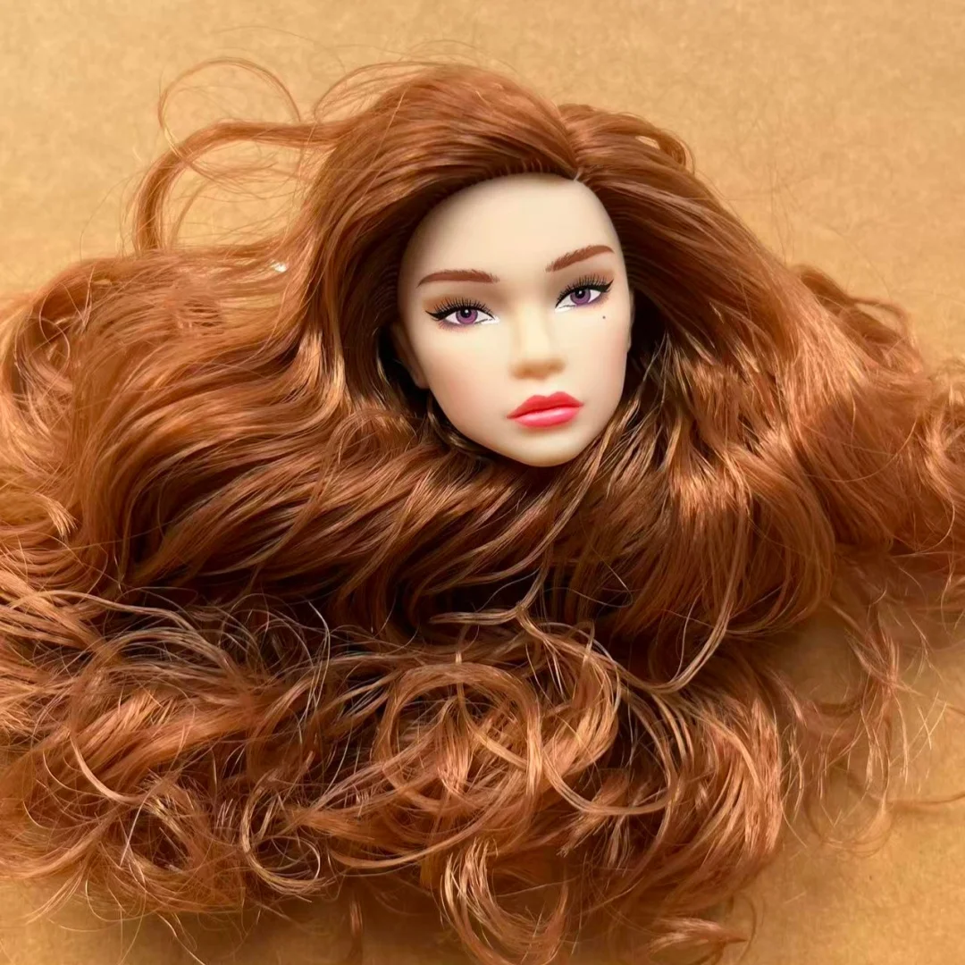 1/6 Coffee Beige Superwhite Skin Doll Heads Candy Color Hair Heads Collective Female Doll Figure Toys