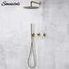 Smesiteli Shower System Set  Brushed Gold Wall Mount Bathroom Faucet Hidden Brass Hot Cold Valve Bath Shower Rain Shower Kit 1