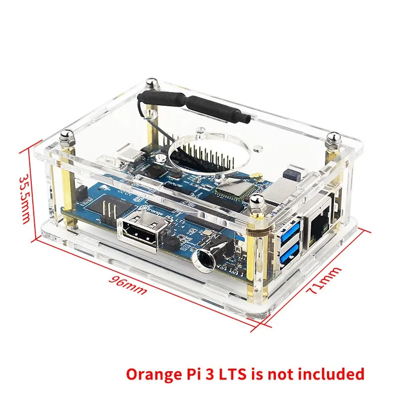 Orange Pi 3 LTS Acrylic Shell Tranparent Enclosure Optional Optional Cooling Fan