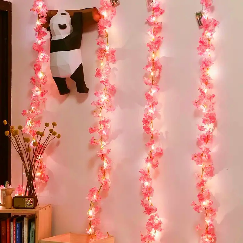180cm Artificial Sakura Flowers Vine Pink Sakura Garland Sakura