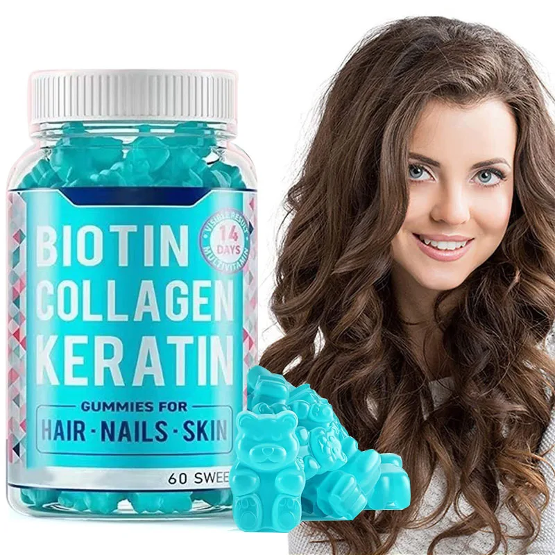 

1 Bottle Biotin Hair Soft Vitamins Gummies Candy Maintains Hair Strength Gloss Improves Skin Hair Nail Health