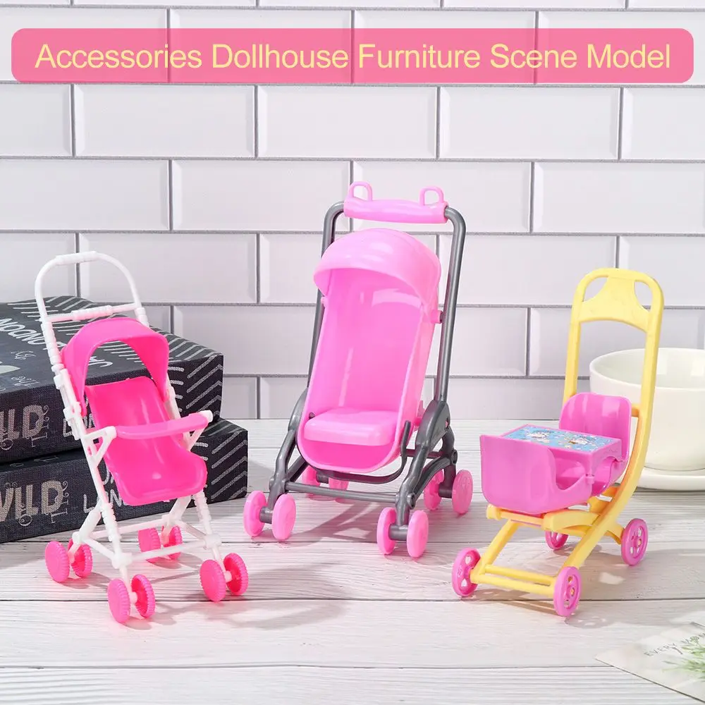 Baby Stroller for Dolls Dollhouse barbies Furniture accessories Infant Carriage Trolley Nursery