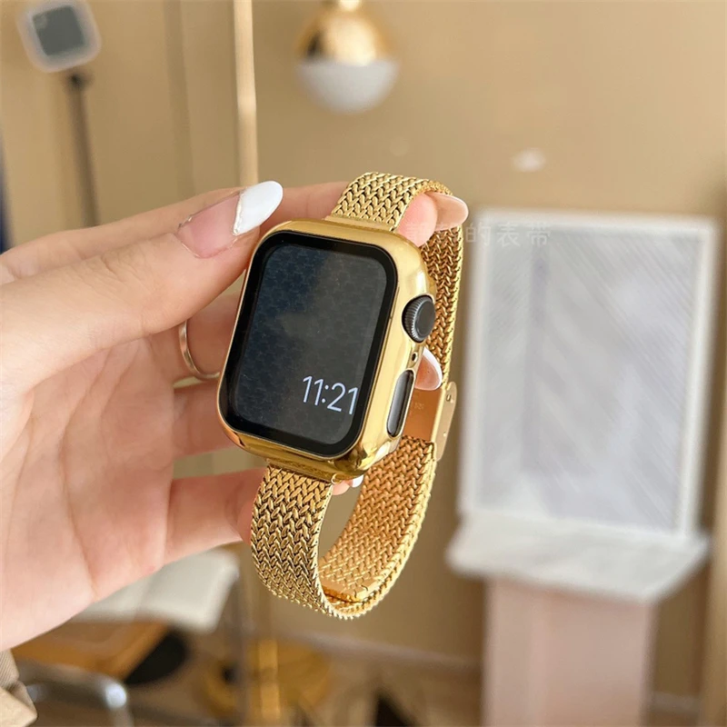 Luxury Metal Leather Strap for Apple Watch Band 40mm 41mm 38mm 49mm 42mm  44mm 45mm Women Bracelet for IWatch Ultra 8 7 SE 6 5 4 - AliExpress