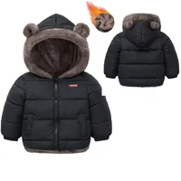 Garçons filles vestes épaisses hiver enfants rembourré polaire manteaux chauds enfants à capuche vêtements d'extérieur en coton enfants vêtements cachemire combinaison de neige 1