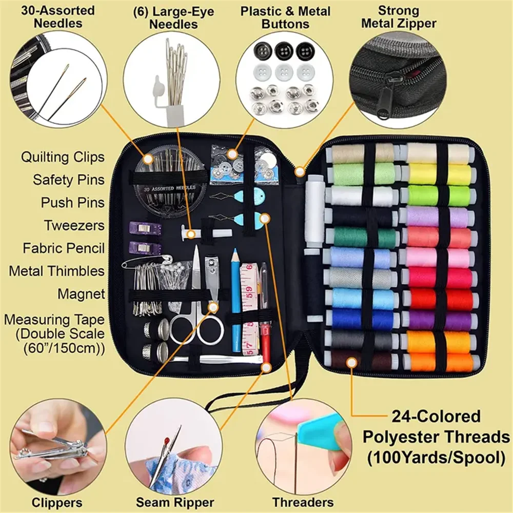 172pcs Sewing Kit Including Needles Scissors Threads Thimble Measure Tape For Travel Emergencies Sewing Accessories Sewing Kit
