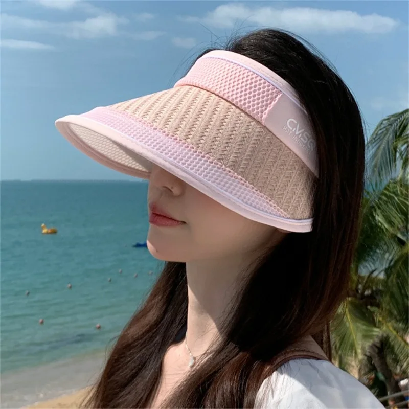 Women's Anti-uv Sun Visor Hat With Large Brim For Face Protection_voghion.com