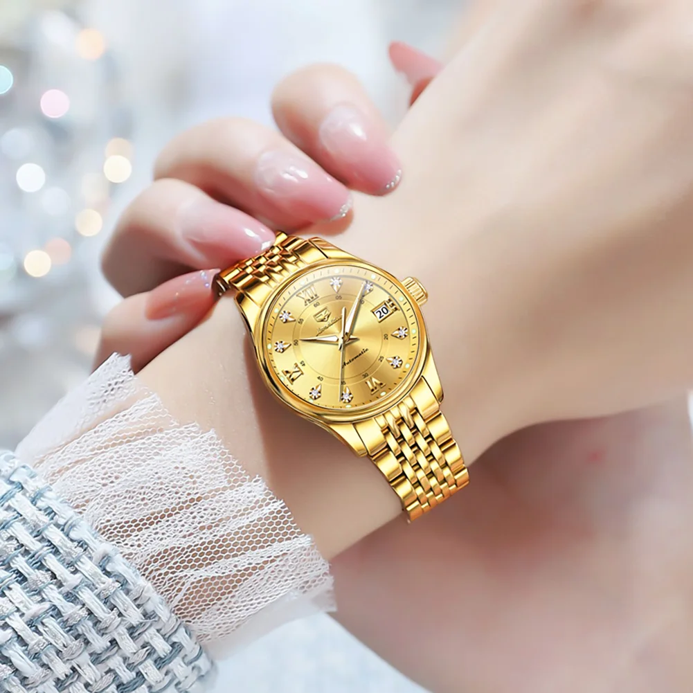 JSDUN 8939 Woman Automatic Watch Luxury Deep Waterpoof Date Mechanical Watch For Women Original Classic Ladies Dress Wristwatch