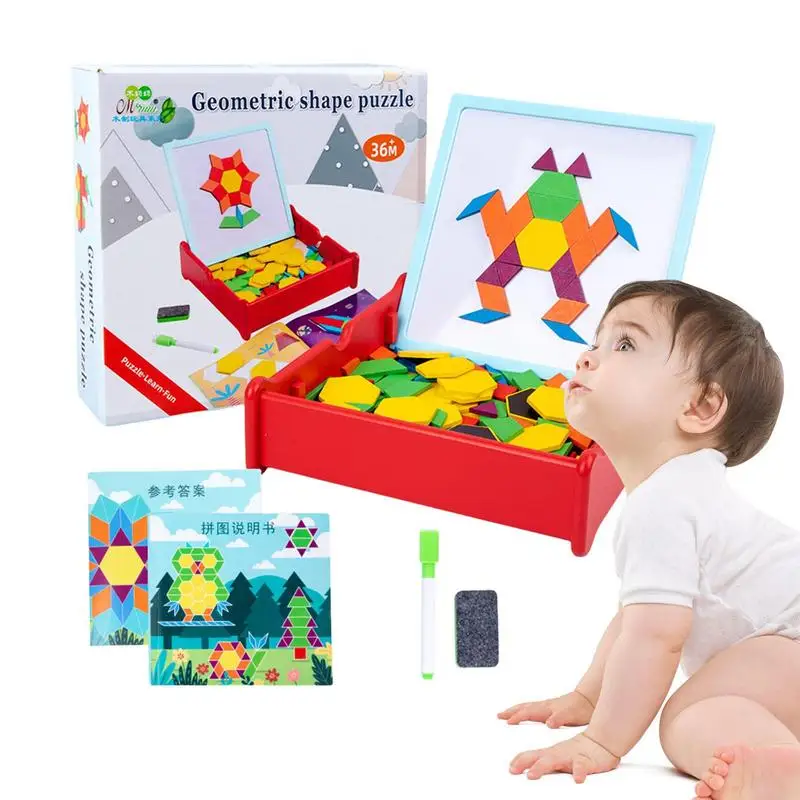 

Wooden Pattern Blocks Shape Sorter Wooden Blocks Develop Imagination Safe Magnetic Puzzles Wood Tangram Geometric Educational To