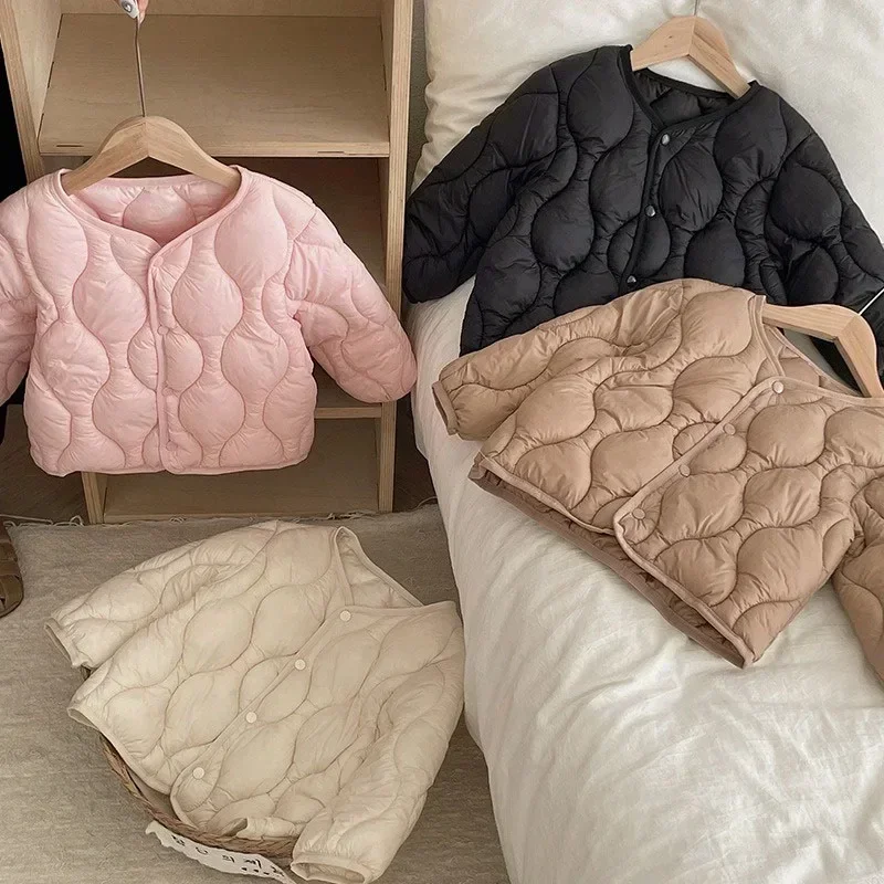 Autumn Winter Fashion New Children Clothing's Jackets Boys Girls Kids Lightweight Down Cotton Coats Baby Simple Solid Outerwear down jacket children jackets girls coat