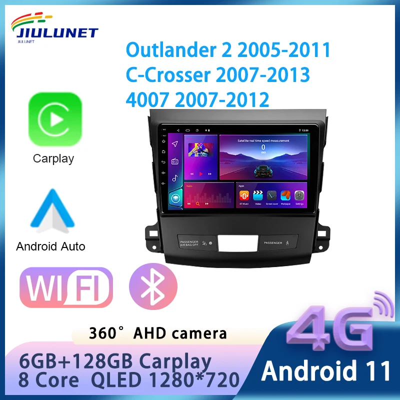 JIULUNET 9 &quot4G Carplay для Mitsubishi Outlander 2 Citroen C-Crosser Peugeot 4007 автомобильный радиоплеер