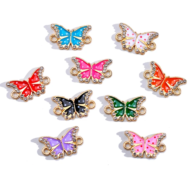 30pcs Enamel Colorful Cute Small Butterfly Alloy Charms For