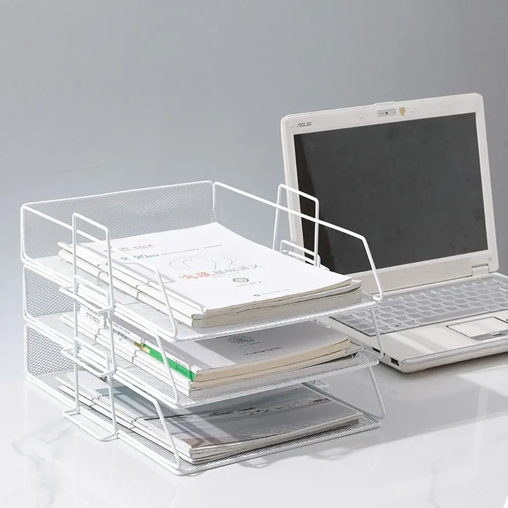 

Desktop Organizer Stackable File Rack File Organizer Minimalism A4 File Storage Tray Papers Rack Iron Home Office Supply